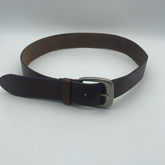 Calvin Klein Oil Tanned Harness Leather Belt Silver Buckle Brown Sz S - Picture 1 of 10